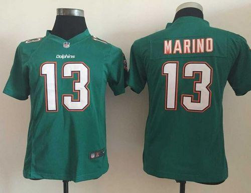 Youth NEW Dolphins #13 Dan Marino Aqua Green Team Color Stitched NFL Elite Jersey
