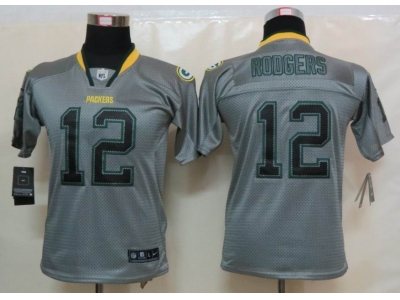 Youth NEW Green Bay Packers #12 Aaron Rodgers Lights Out Grey Elite Jerseys