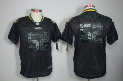 Youth NEW Green Bay Packers #52 Clay Matthews Black Color(Lights Out Elite Jerseys)