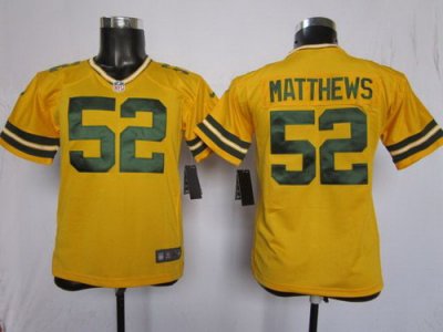 2012 Youth NEW NFL Green Bay Packers 52 Clay Matthews Yellow Jerseys