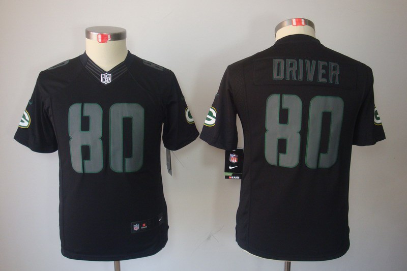 Youth NEW Green Bay Packers 80 Donald Driver Black Jerseys(Impact Limited)