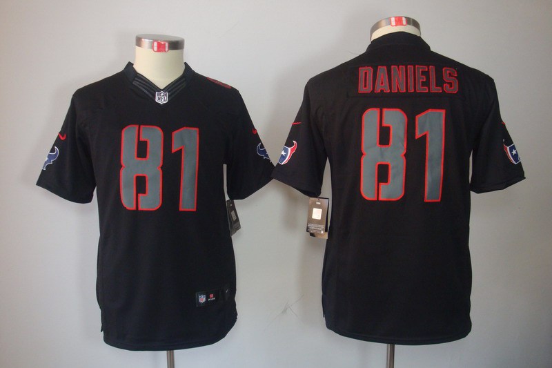 Youth NEW Houston Texans 81 Owen Daniels Black Jerseys(Impact Limited)