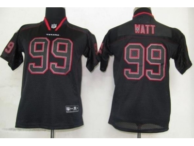 Youth NEW Houston Texans 99 Watt Black Jerseys(Lights out)