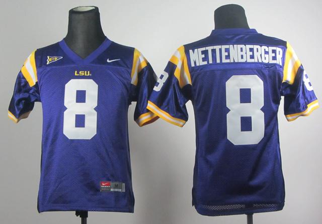 Youth NEW LSU Tigers Zach Mettenberger 8 Purple College Football Jerseys