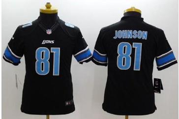 Youth NEW Lions #81 Calvin Johnson Black Alternate NFL Limited Jersey