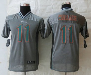 Youth NEW Miami Dolphins 11 Mike Wallace Grey Vapor Elite Jerseys