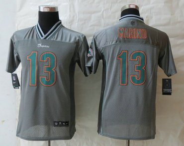 Youth NEW Miami Dolphins 13 Dan Marino Grey Vapor Elite Jerseys