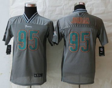 Youth NEW Miami Dolphins 95 Dion Jordan Grey Vapor Elite Jerseys