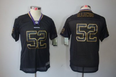 Youth NEW NFL Baltimore Ravens #52 Ray Lewis Black Jerseys(Lights Out Elite)