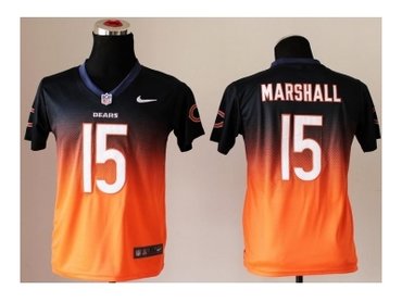 Youth NEW NFL Chicago Bears 15 Brandon Marshall Black Orange Drift Fashion II Jerseys