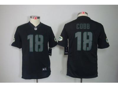 Youth NEW NFL Green Bay Packers 18 Randall Cobb Black Jerseys(Impact Limited)