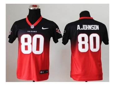 Youth NEW NFL Houston Texans 80 Andre Johnson Black Red Drift Fashion II Jerseys