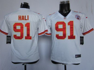 Youth NEW NFL Kansas City Chiefs 91 Tamba Hali White Jerseys