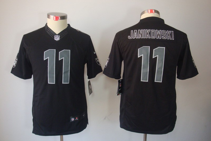 Youth NEW NFL Oakland Raiders 11 Sebastian Janikowski Black Jerseys(Impact Limited)