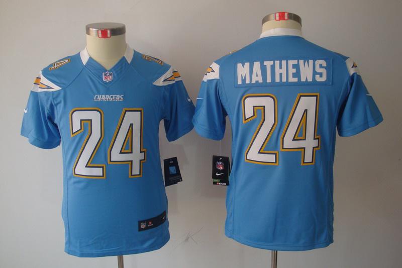 Youth NEW NFL San Diego Chargers 24 Ryan Mathews Lt.Blue Jerseys