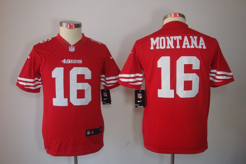Youth NEW NFL San Francisco 49ers 16 Joe Montana Red Jerseys