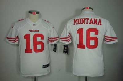 Youth NEW NFL San Francisco 49ers 16 Joe Montana White Jerseys