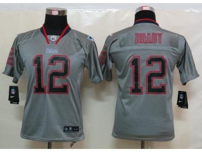 Youth NEW New England Patriots 12 Tom Brady Lights Out Grey Elite Jerseys