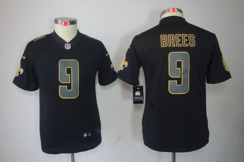 Youth NEW New Orleans Saints 9 Drew Brees Black Jerseys(Impact Limited)