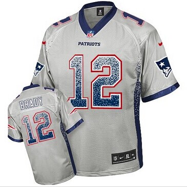 Youth NEW Patriots #12 Tom Brady Grey NFL Elite Drift Fashion Jersey