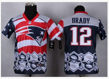 Youth NEW Patriots #12 Tom Brady Navy Blue Stitched NFL Elite Noble Fashion Jersey