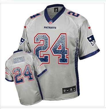Youth NEW Patriots #24 Darrelle Revis Grey NFL Elite Drift Fashion Jersey