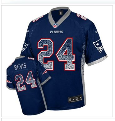 Youth NEW Patriots #24 Darrelle Revis Navy Blue Team Color NFL Elite Drift Fashion Jersey