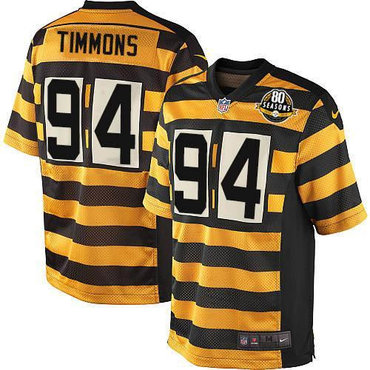 Youth NEW Pittsburgh Steelers #94 Lawrence Timmons Black Yellow Alternate Stitched NFL Elite Jersey