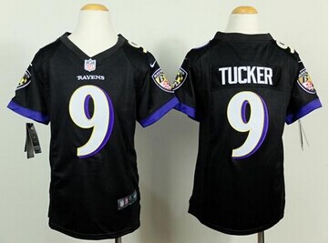 Youth NEW Ravens #9 Justin Tucker Black Alternate NFL New Elite Jersey