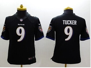 Youth NEW Ravens #9 Justin Tucker Black Alternate NFL New Limited Jersey