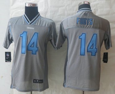 Youth NEW San Diego Charger #14 Dan Fouts Grey Vapor Elite Jerseys
