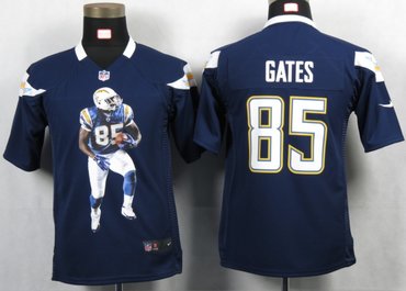NFL Youth NEW San Diego Charger 85 Gates Blue Portrait Fashion Game Jerseys