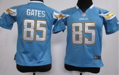 Youth NEW San Diego Chargers 85# Antonio Gates Light Blue Jerseys