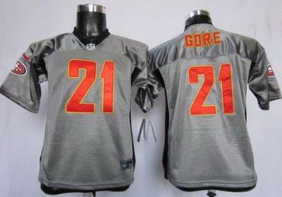 Youth NEW San Francisco 49ers #21 Frank Gore Grey Shadow NFL Jerseys