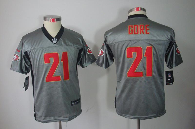 Youth NEW San Francisco 49ers 21 Frank Gore Grey Shadow NFL Jerseys