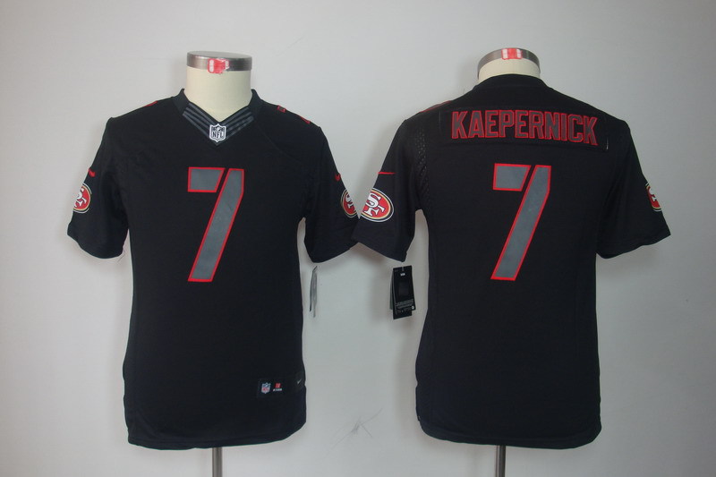 Youth NEW San Francisco 49ers 7 Colin Kaepernick Black Jerseys(Impact Limited)