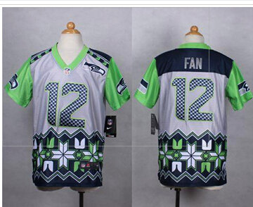 Youth NEW Seahawks #12 Fan Grey NFL Elite Noble Fashion Jersey