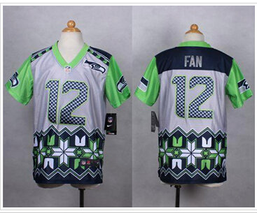 Youth NEW Seahawks #12 Fan Grey NFL Elite Noble Fashion Jersey