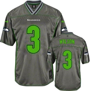 Youth NEW Seattle Seahawks #3 Russell Wilson Grey Vapor Elite Jerseys
