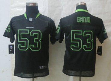 Youth NEW Seattle Seahawks #53 Malcolm Smith Lights Out Black Elite Jerseys