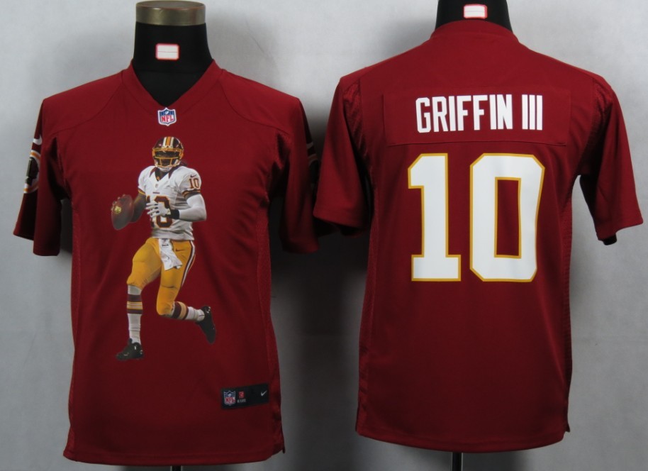 NFL Youth NEW Washington Red Skins 10 Griffin III Red Portrait Fashion Game Jerseys
