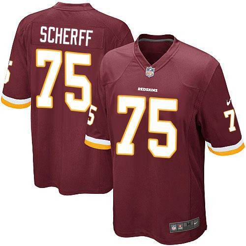 Youth NEW Washington Redskins #75 Brandon Scherff Burgundy Red Team Color Stitched NFL Elite Jersey