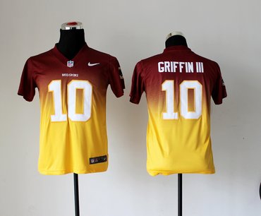 Youth NEW Washington Redskins 10 Robert Griffin III Red Yellow Drift Fashion II
