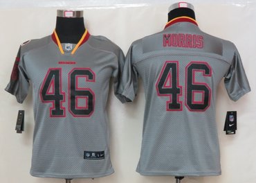 Youth NEW Washington Redskins 46 Alfred Morris Lights Out Grey Elite Jerseys