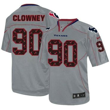 Youth NFL Houston Texans #90 Jadeveon Clowney New Lights Out Grey NFL Elite Jersey