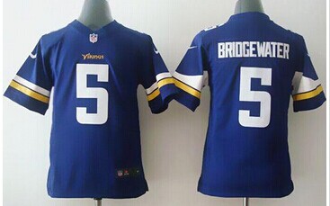 Youth NFL Minnesota Vikings #5 Teddy Bridgewater Purple Team Color Jersey