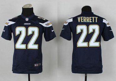 Youth NFL San Diego Chargers #22 Jason Verrett Navy Blue Team Color Jersey