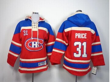 Youth NHL Canadiens #31 Carey Price Red Sawyer Hooded Sweatshirt Jersey