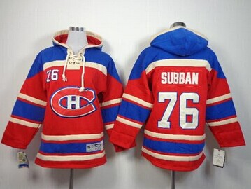 Youth NHL Canadiens #76 P.K Subban Red Sawyer Hooded Sweatshirt Jersey