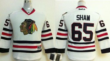 Youth NHL Chicago Blackhawks #65 Andrew Shaw White Jersey